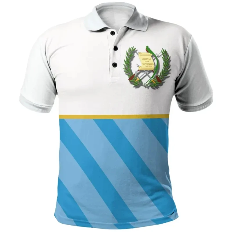 North America Country Guatemala Flag Pattern Polo Shirt 2024 New Hot Men Women Guatemalan National 3D Print Tees Tops Clothing