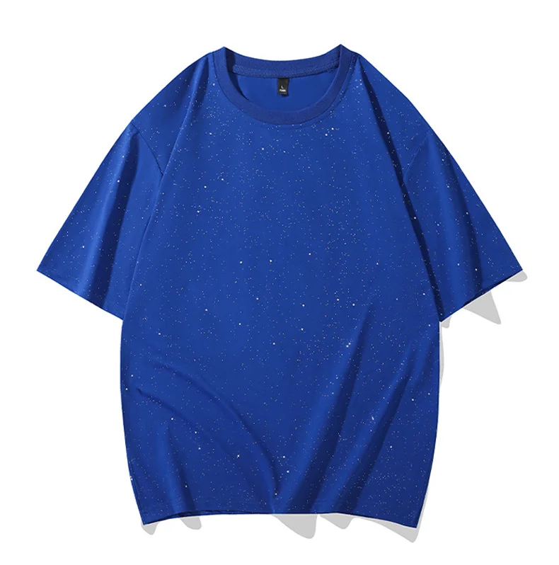 Summer Ins High-end Heavy Industry Hot Diamond Gypsy Short-sleeved T-shirt Men's Fashion Trend Young Men's Loose Top