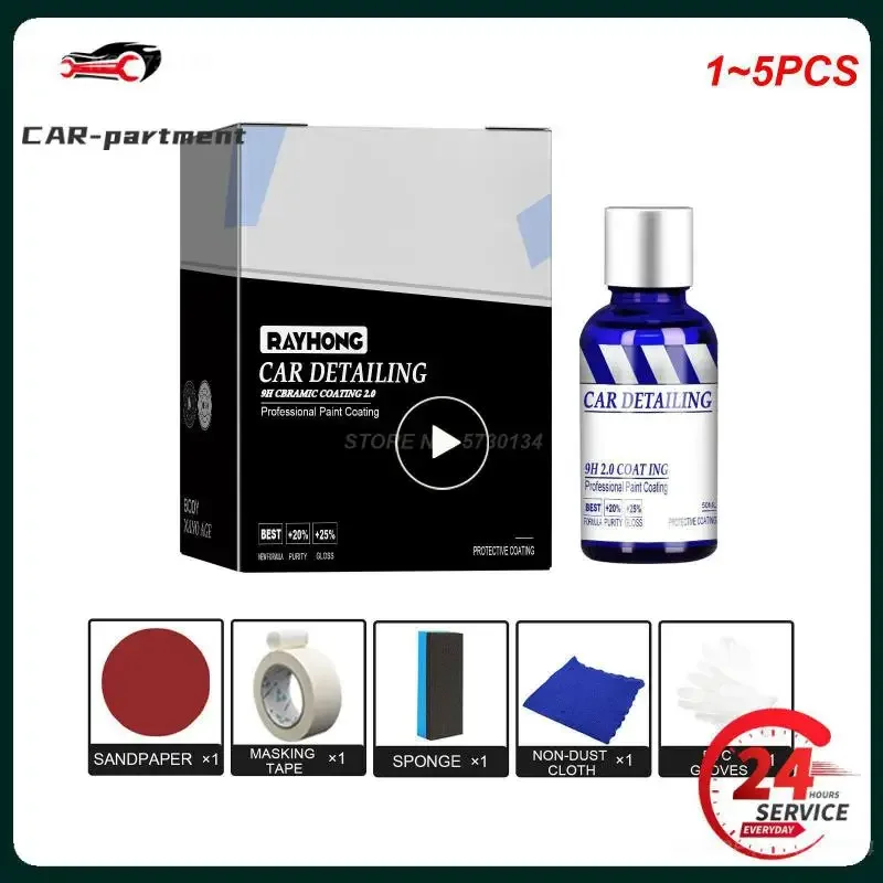 1~5 Pieces Car Ceramic Coating 12H Liquid Glass Nano Super Hydrophobic Anti-Scratch Graphene Coating Solution Set