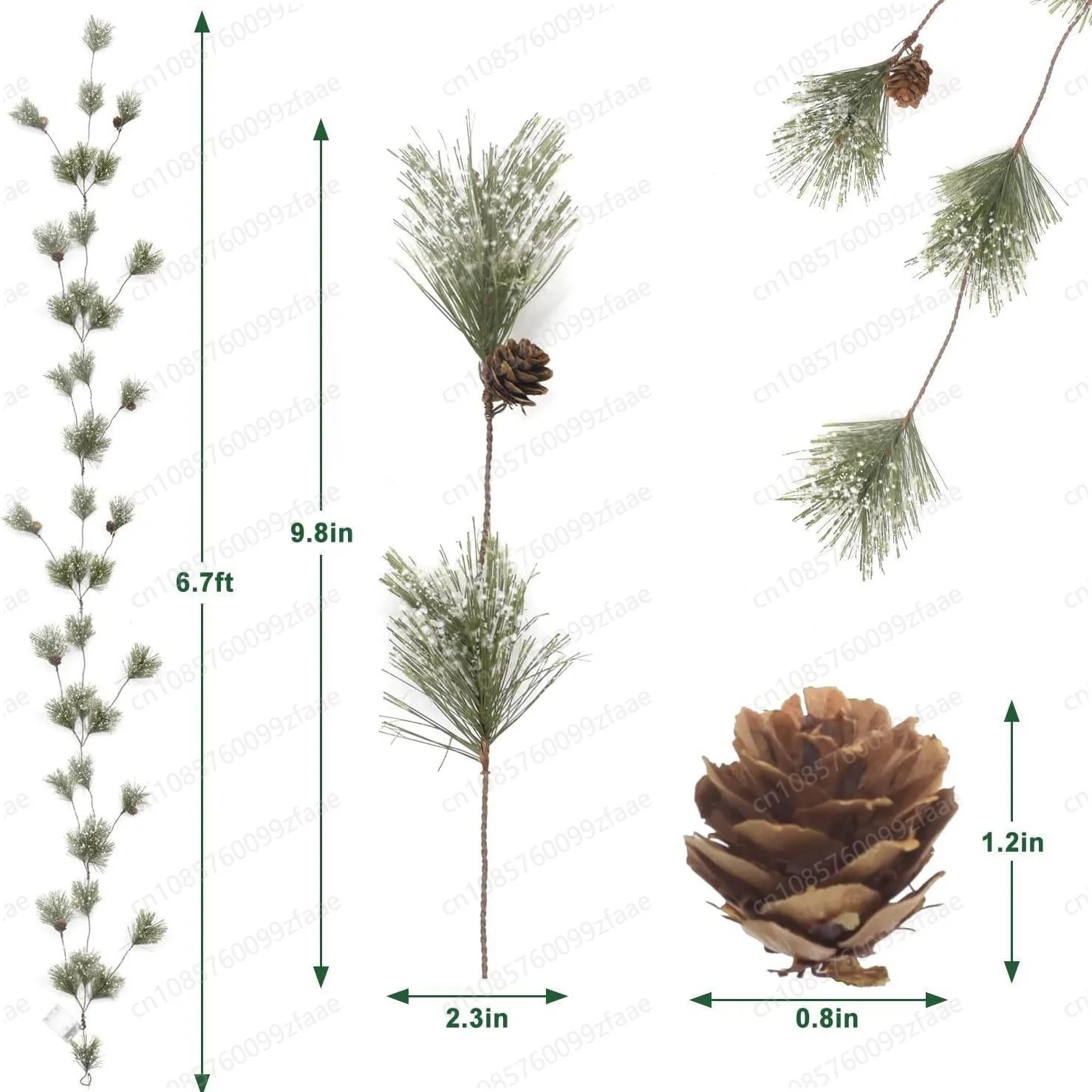 Christmas Snowflake Winter Wreath, Holiday Decoration Home, Evergreen Pine Needle Wreath with Snow