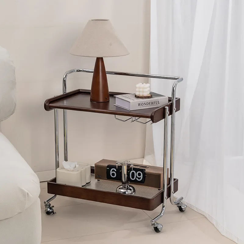 Home Living Room Sofa Storage Side Table Coffee Tables Movable Trolley Study Magazine Bookshelf Bedside Storage Rack