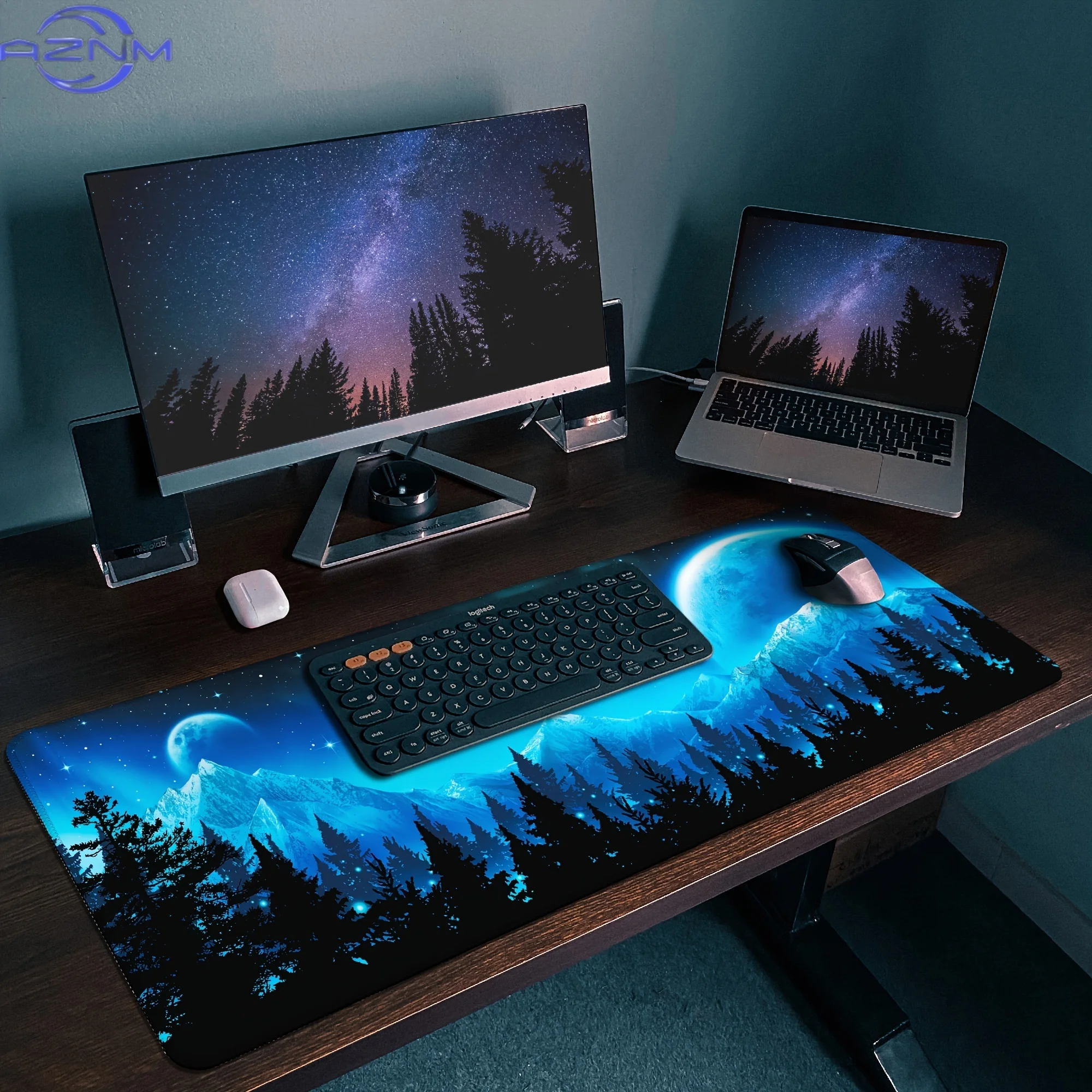 Moon Mountain Forest Large Anti-slip Rubber Material Gaming Mousepad Suitable for Laptop Computer Office  Desktop Protection Mat