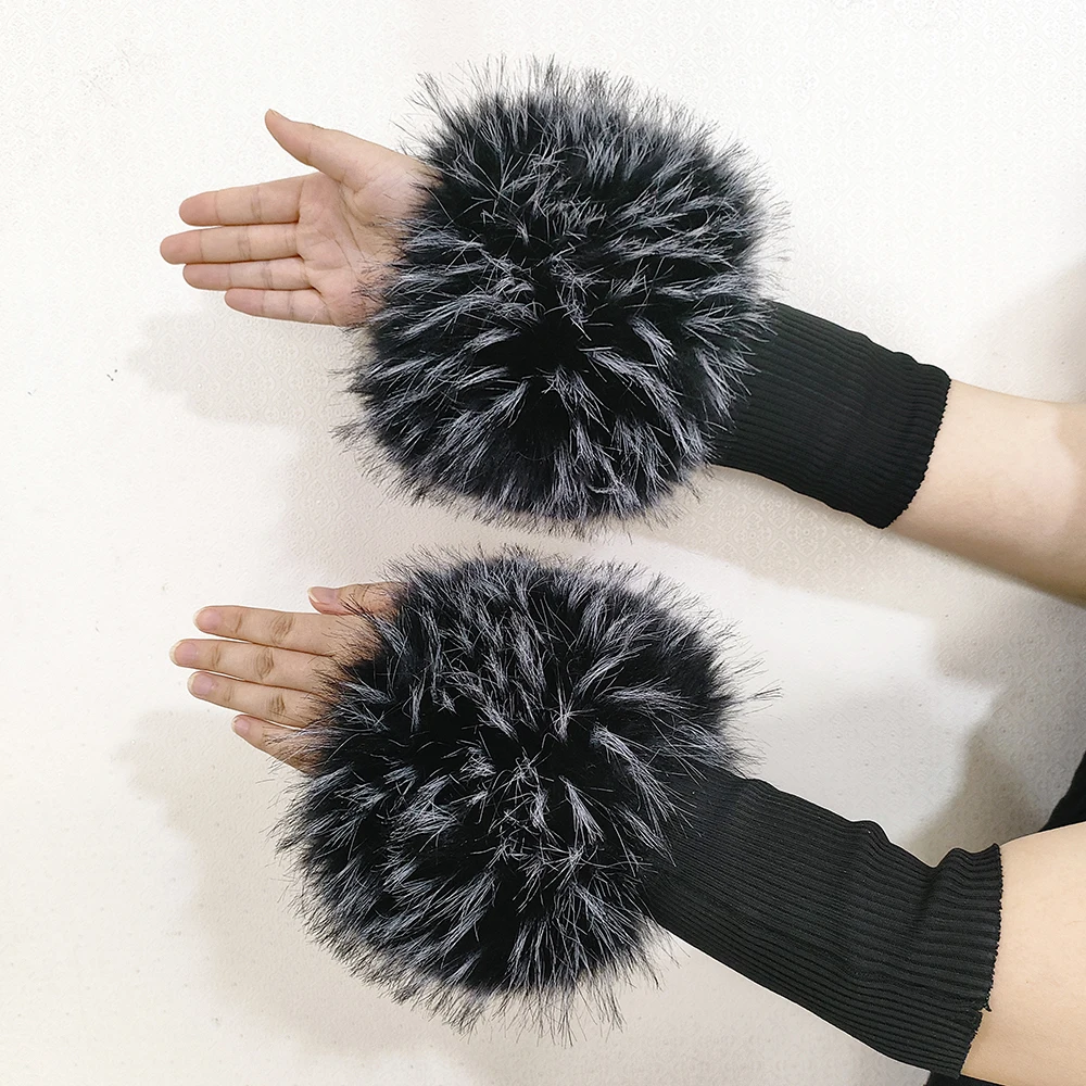 punos-de-piel-sintetica-de-mapache-para-mujer-punos-de-piel-sintetica-esponjosos-calentadores-de-brazo-elasticos-tejidos-accesorios-decorativos-para-mangas-de-abrigo-de-invierno