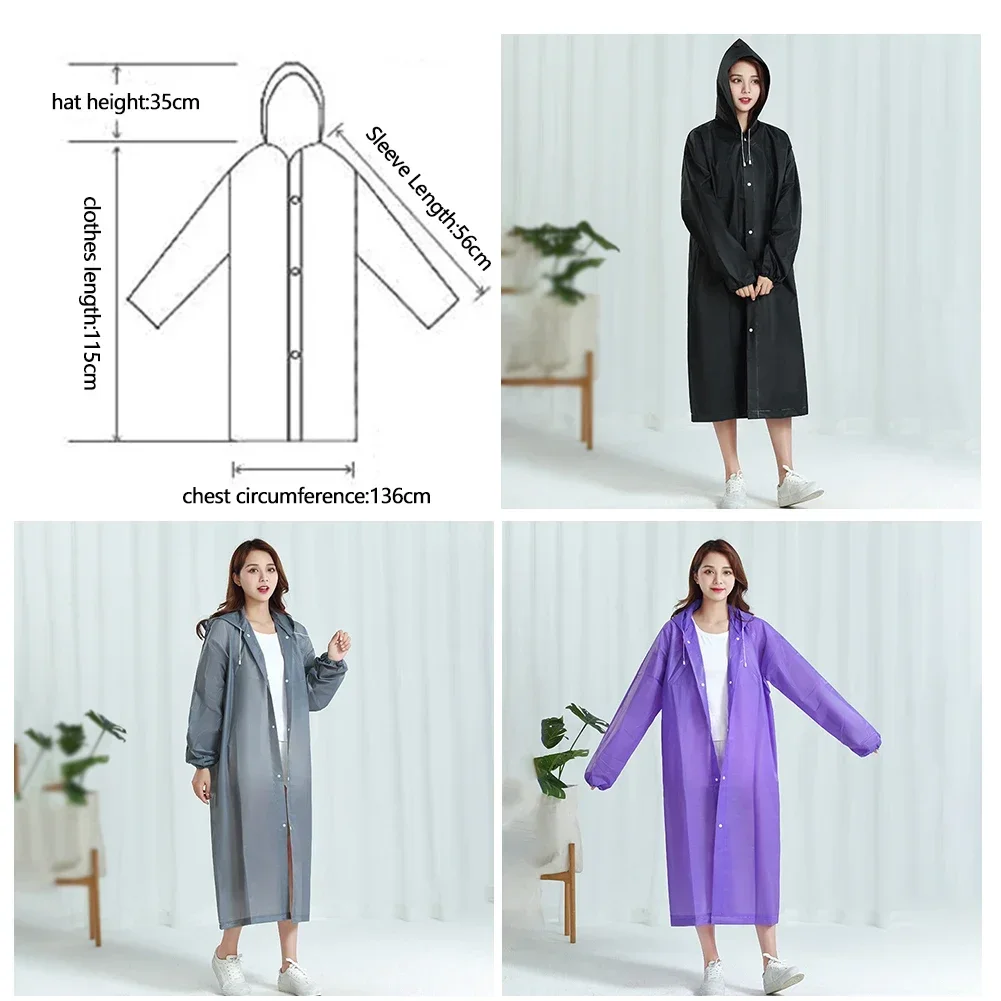 Fashion EVA Children Adult Raincoat Kid Adult Thickened Waterproof Rain Coat Girl Boy Outdoor Hiking Travel Reusable Rain Jacket