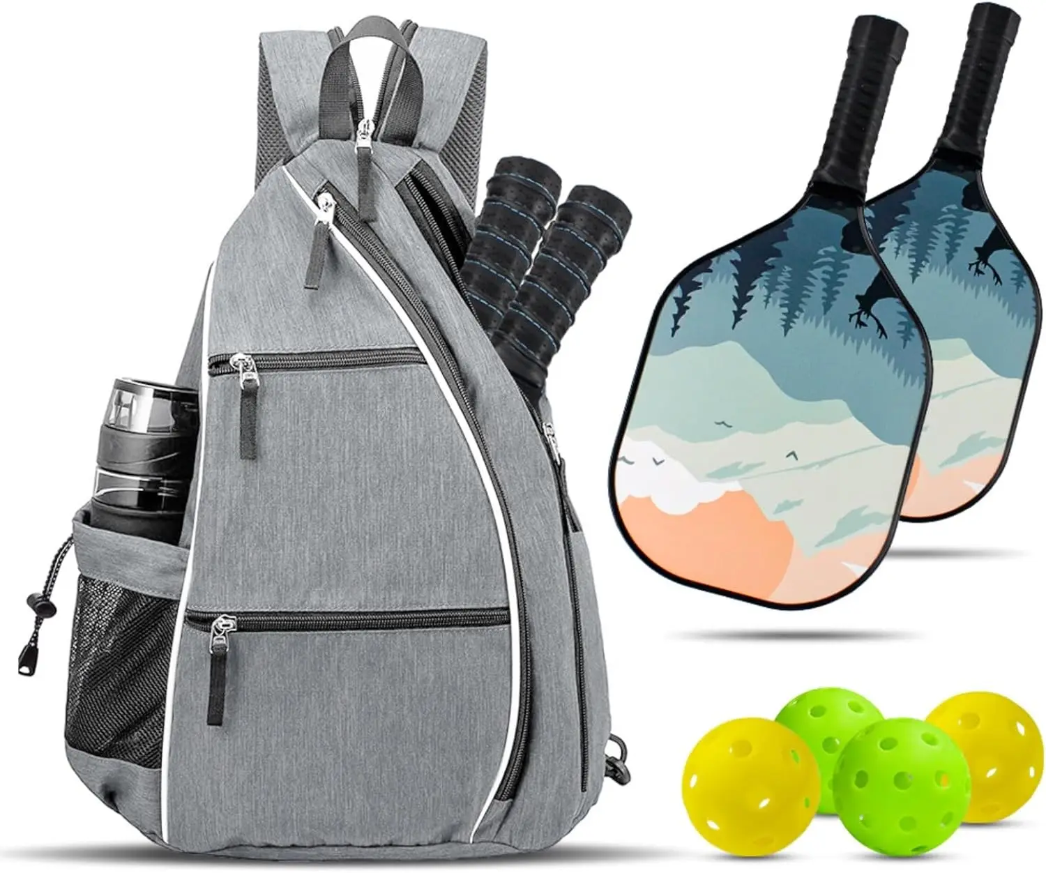 Saco de crossbody grande, Repelente de água, Mochila para raquete Pickleball, Mochila de peito minimalista para tênis e viagem esportiva