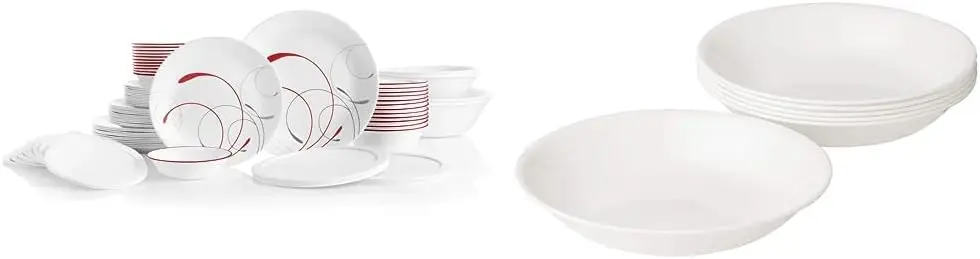

Vitrelle 78-Piece Service for 12 Dinnerware Set, Triple Layer Glass and Chip Resistant, Lightweight Round & Vitrelle 6-Piece Bow