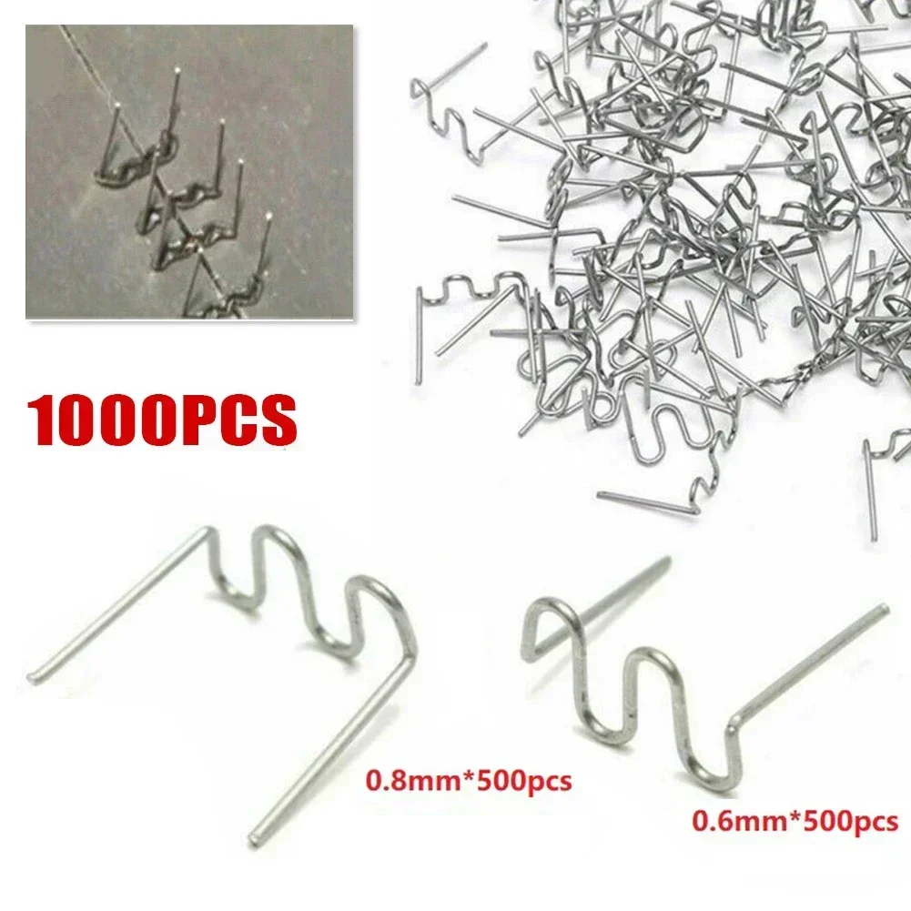 1000pcs Hot Staples For Car Bumper Bodywork S Wave Plastic Stapler 0.6/0.8mm Welding Gun Nails Auto Repair Tools