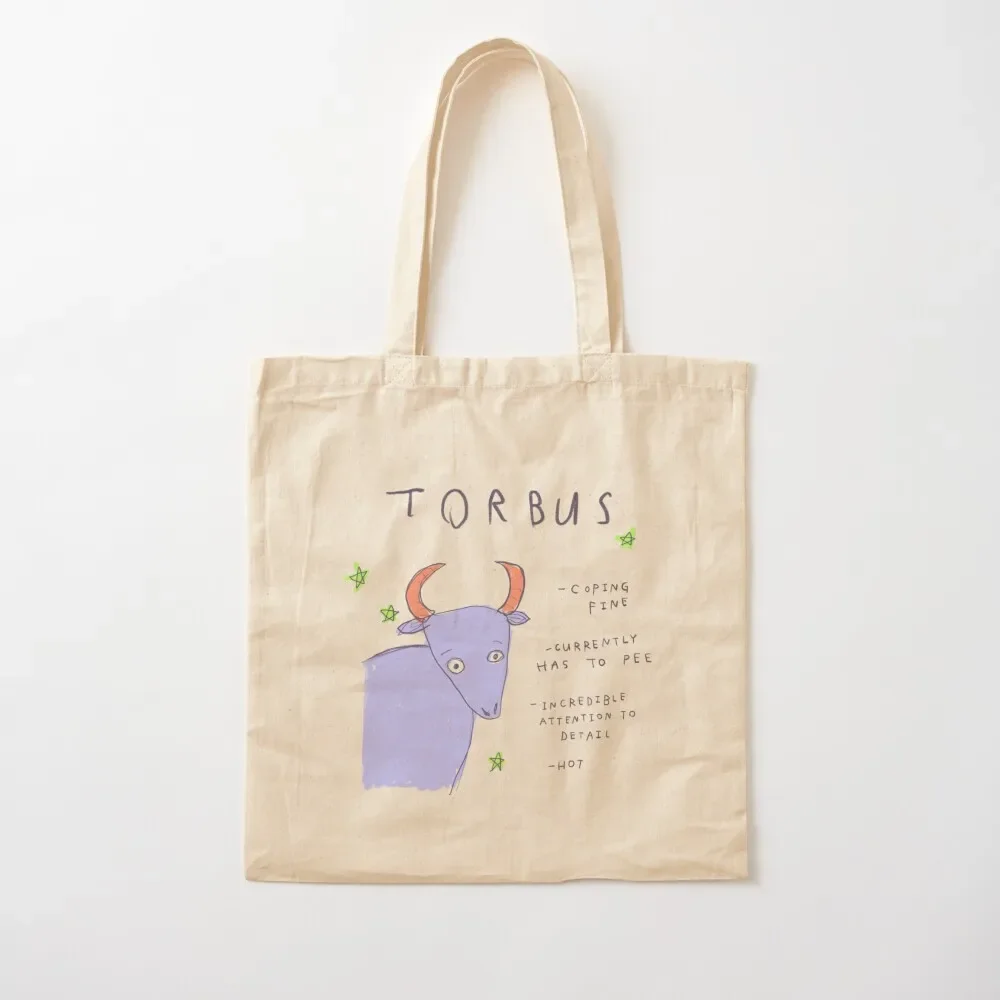 

Torbus the Hot and Coping Bull - HorrorScoops Asstrology Tote Bag handbag large size bags free delivery bags Tote Bag