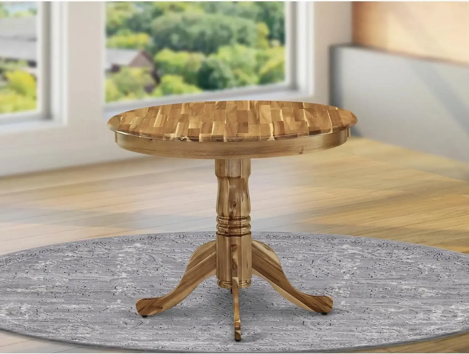 Antique Dining Room Table|a Round kitchen Table Top with Pedestal Base| 36x36 Inch, Natural