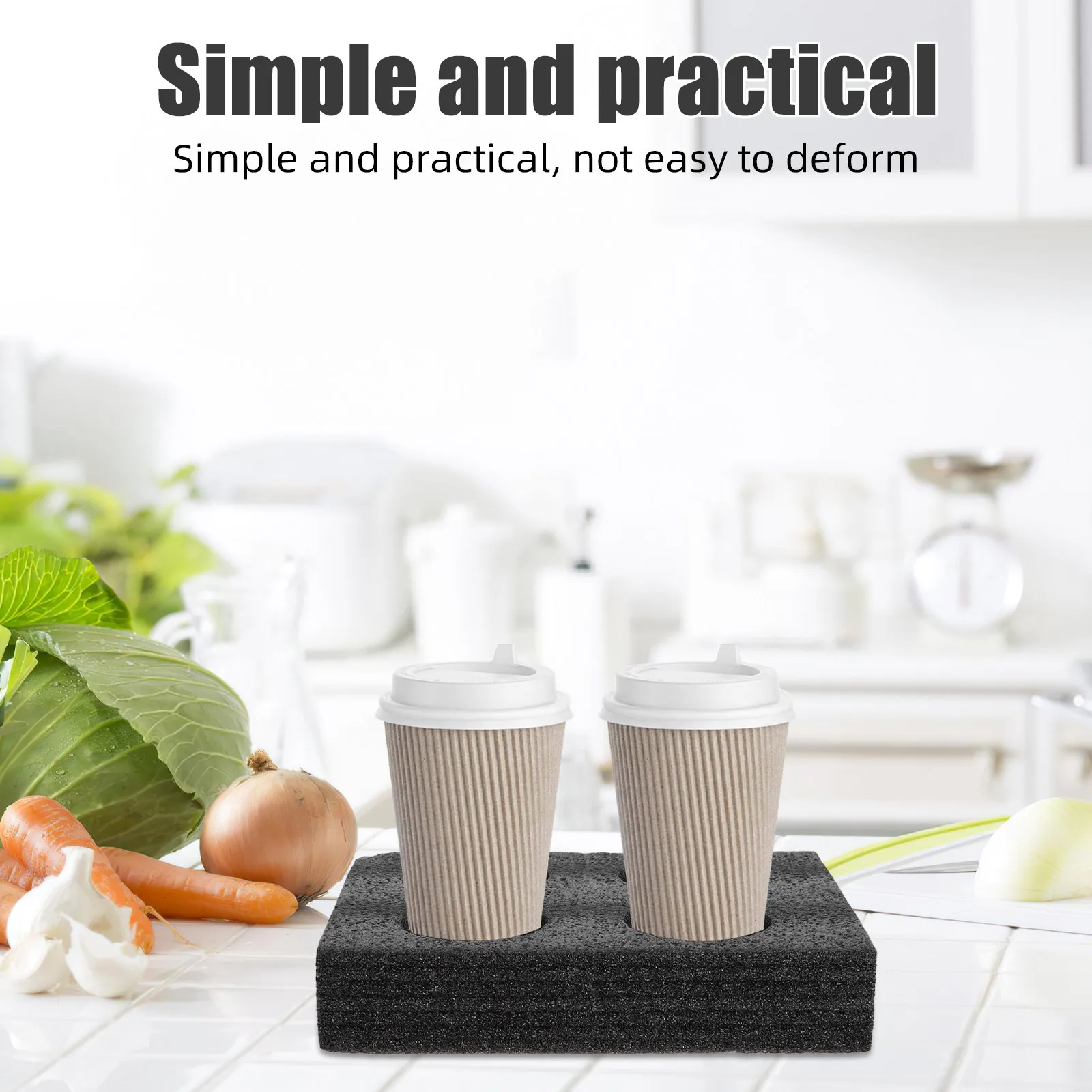 2Pcs Pearl Cotton Takeout Milk Tea Cup Holder Tray Shockproof Foam Drink Carrier for Hot Cold Beverages Non Spill Cup Fixing