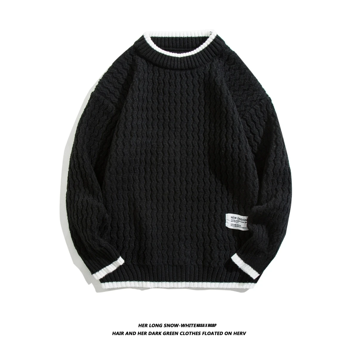 Suéter de Punto Hoado para Hombre, Estilo Casual de Otoño Invierno, Top Transpirable de Fibra de Poliéster con Cuello Redondo