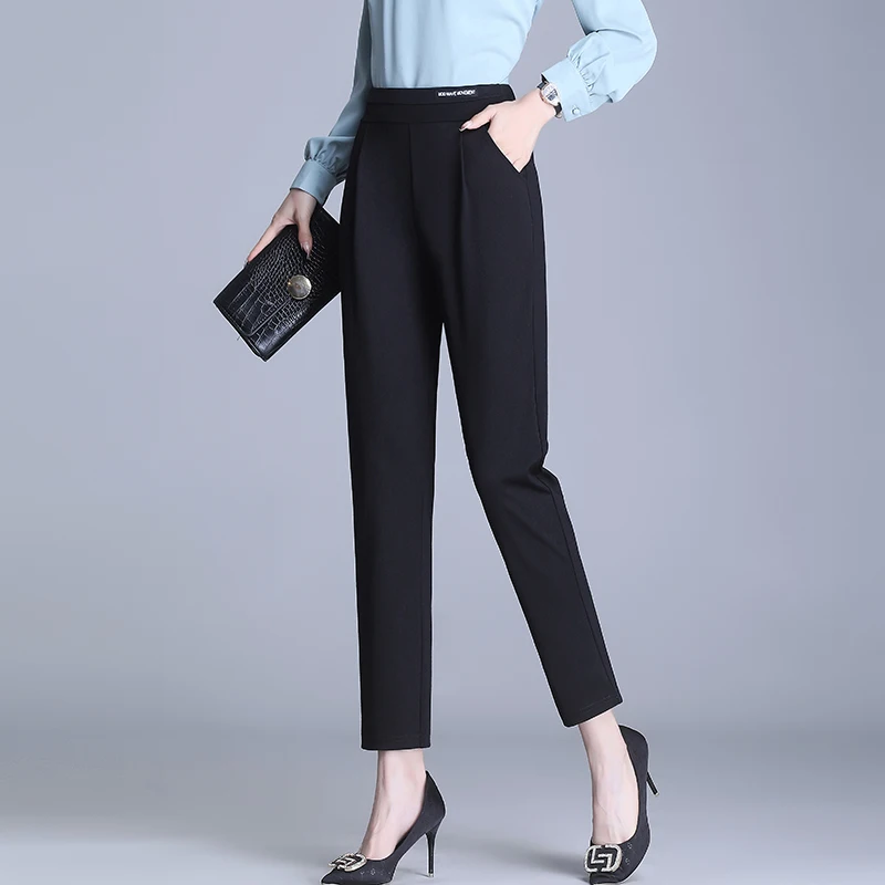 High Waist Haren Pants women's Autumn Spring Winter Fashion Draping Radish Pants Loose Pipe Pants Casual Straight Nine Points