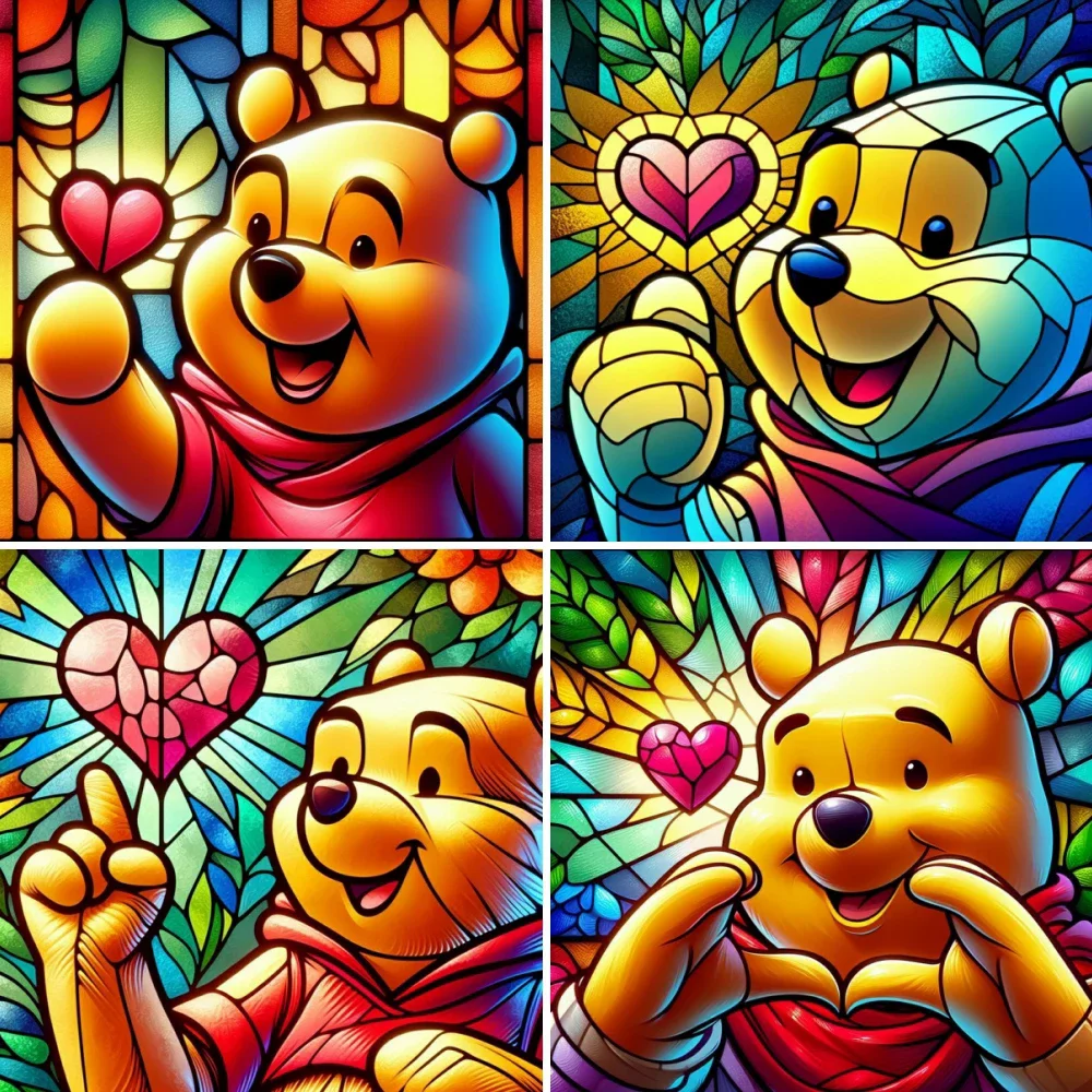 Abstract Cartoon Bear Handmade Diamond Painting Set DIY Love Colorful Cross Embroidery Mosaic Rhinestone Art Home Decor Gift