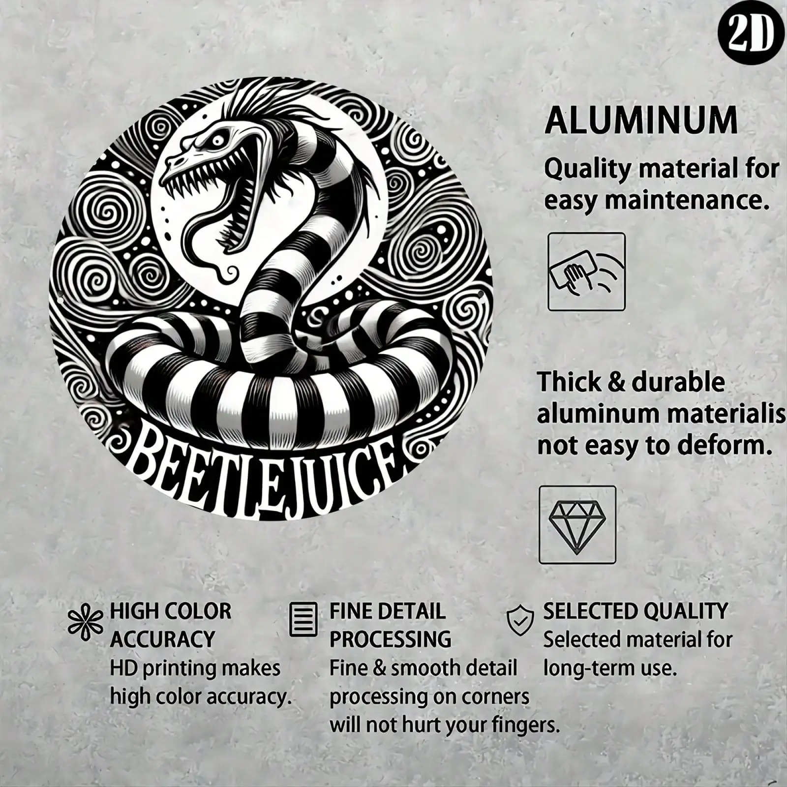 1 قطعة 8x8 "علامة معدنية مستديرة للهالوين بيتلجوس |   فن جدار الألومنيوم المتين |   ديكور وهدية مثالية للمنزل/المكتب