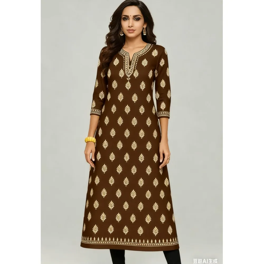 National style Women Kurt Casual Dress Long Sleeve Straight Casual Ethnic Flower Mandarin 3D Design Suitable Ladies Abaya Muslim