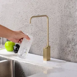 Push Botton Direct Drinking Water Faucet Kitchen Sink Tap Rotation Total Brass Black Brush Gold Sink Tap