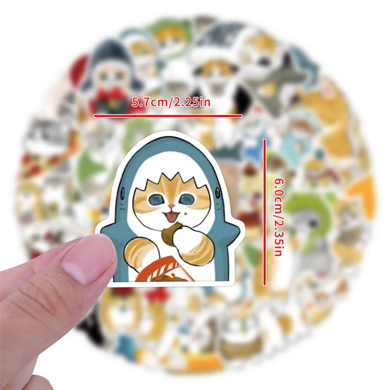 10/30/55 Uds. Pegatina Kawaii de gato gordo de PVC, decoración estética para niños, suministros de álbum de recortes, contabilidad manual DIY para niños