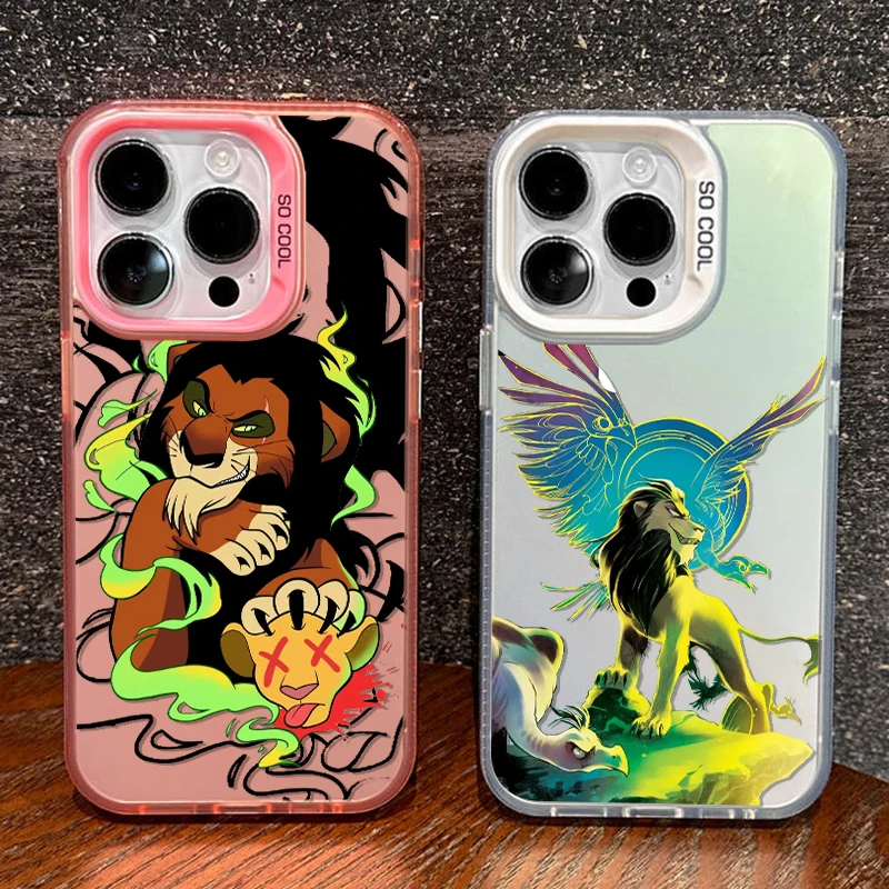 Disney Lion King Scar For iPhone Apple 15 14 13 12 11 XS XR X 8 7 Pro Max Plus Colorful Silver Shockproof Phone Case Soft Funda