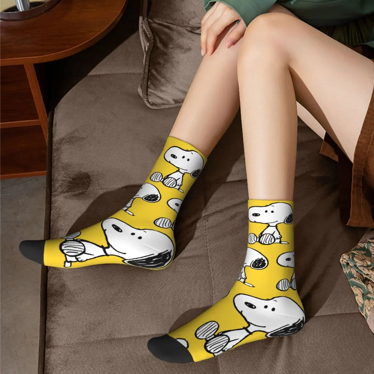 Snoopy Cartoon Peanuts Comic Merchandise Socks Cozy Cute Skateboard Middle Tube Socks Soft for Womens Small Gifts