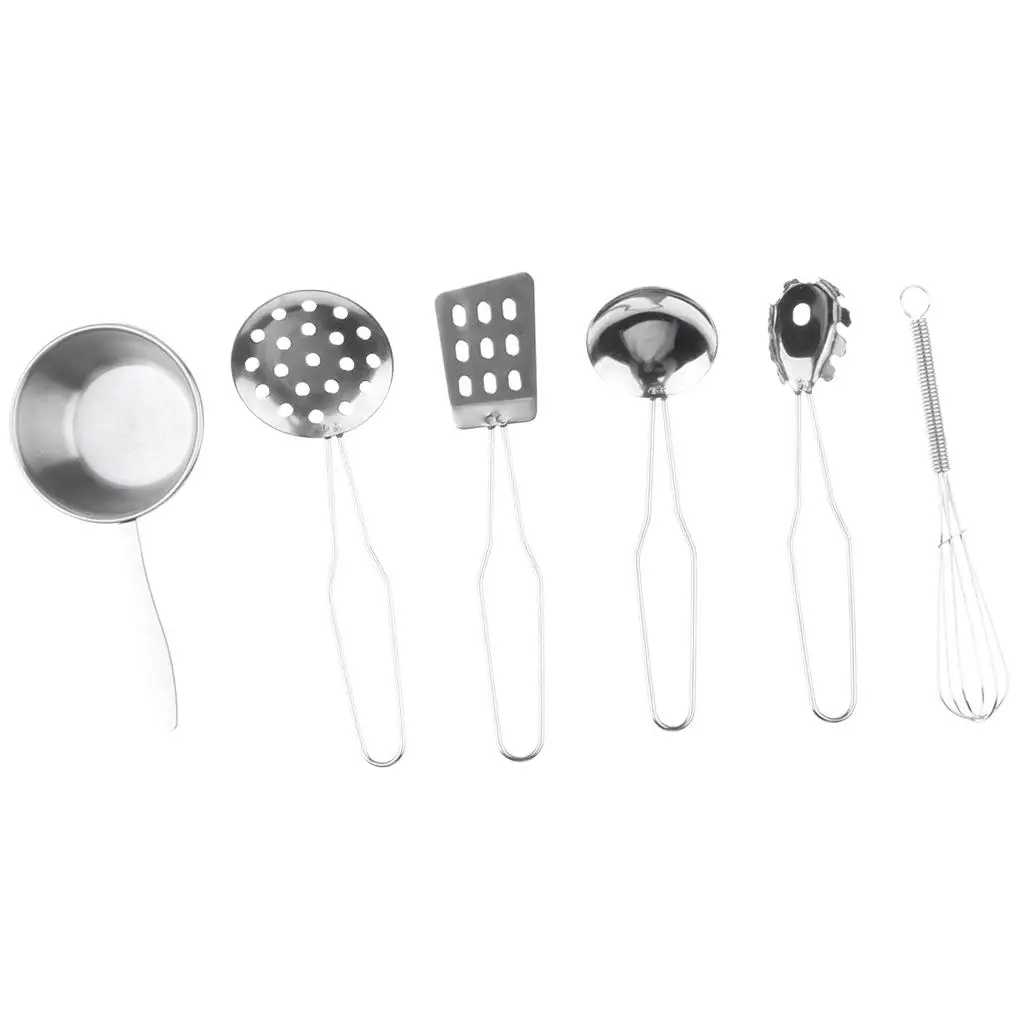 ألعاب أواني المطبخ المصنوعة من الفولاذ المقاوم للصدأ للأطفال، فضية عالية الجودة #3