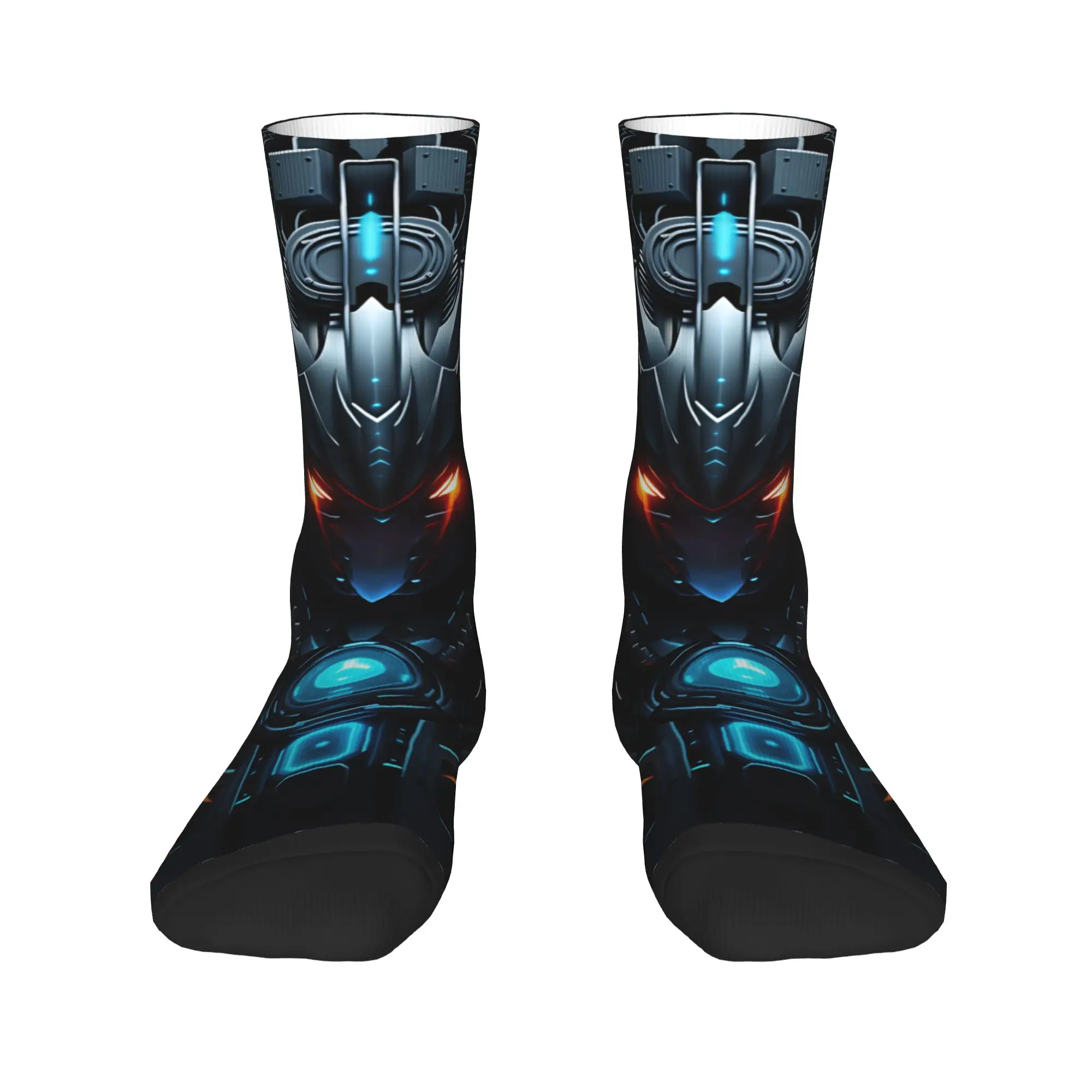Shiny Mechanical Robots Printing Stockings  Gothic Socks Adults Men Soft Socks Spring Cycling Design Non Slip Socks Gift