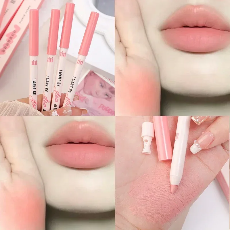 Caneta delineadora labial rosa nude fosca, duradoura, contorno natural, contorno labial, à prova d'água, copo antiaderente, cosméticos de maquiagem