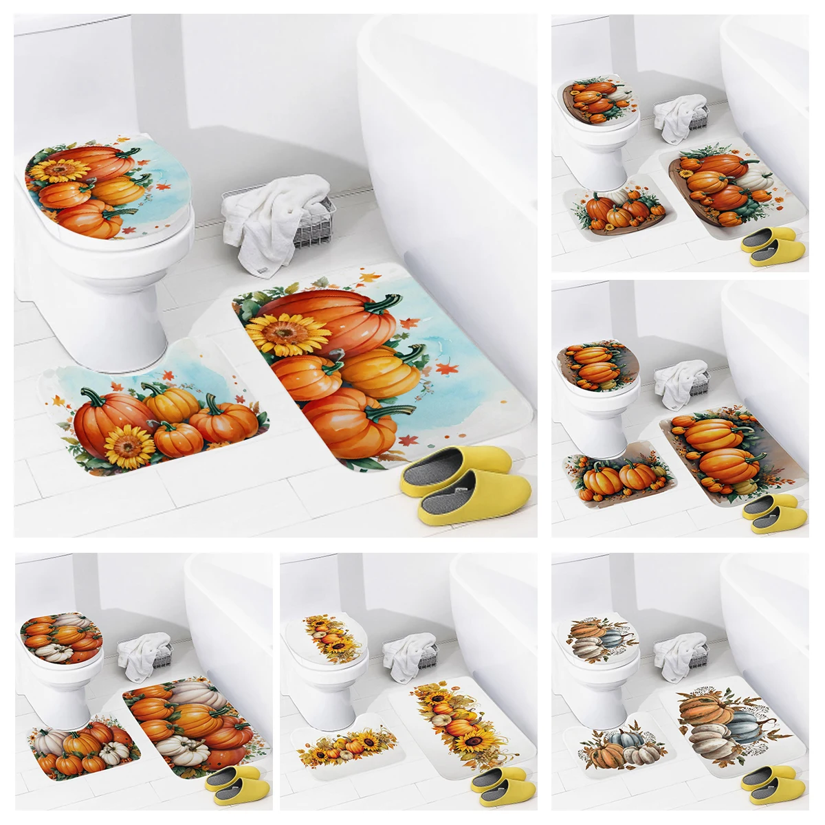 House entrance carpet Home door mat Nordic Living Room Bath Foot bathroom non-slip rugs decoration Halloween Pumpkin Autumn