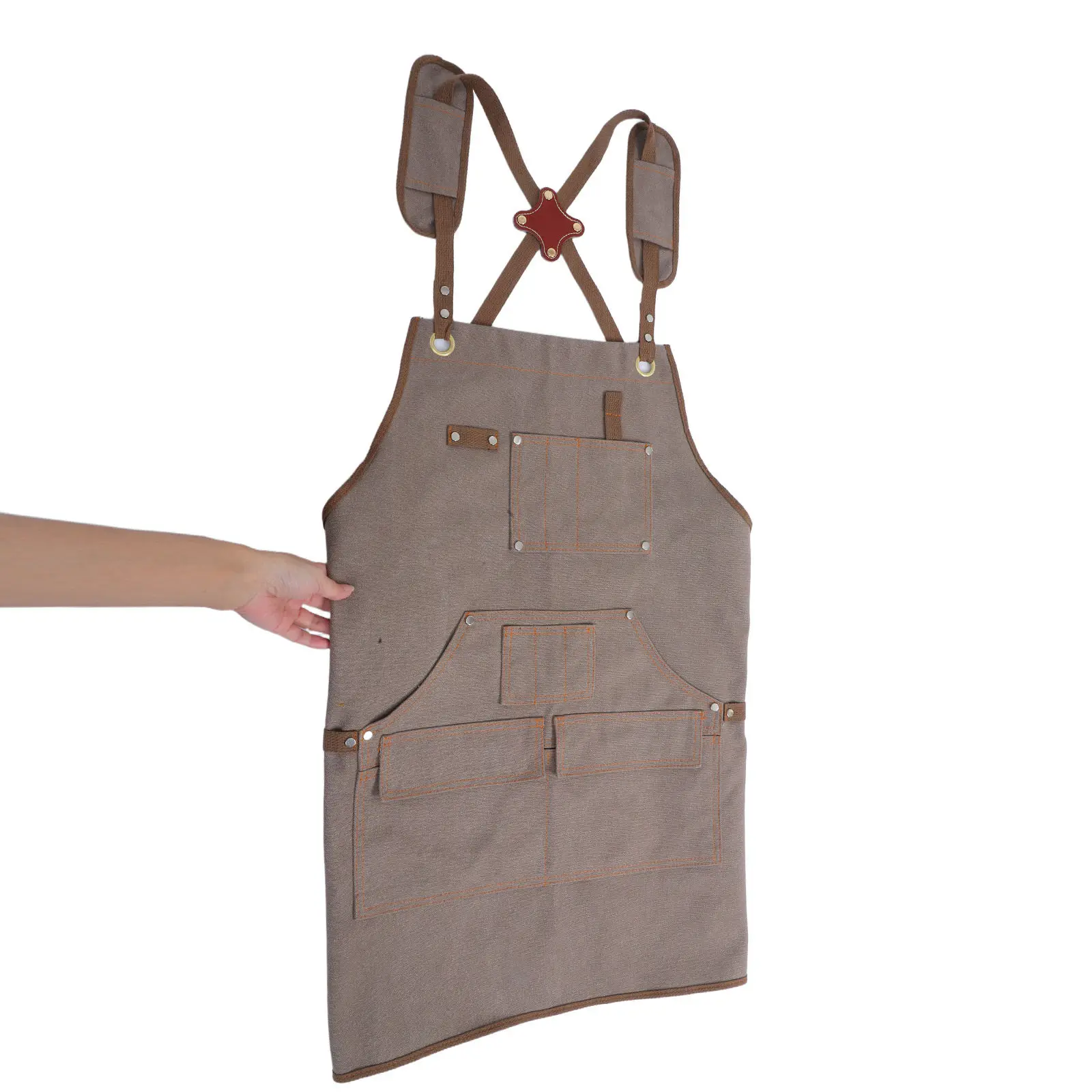 

Garden Woodworking Apron Heavy Duty Canvas Workwear Multiple Pockets Adjustable Cross Back Strap For Men Women Chef Carpenter