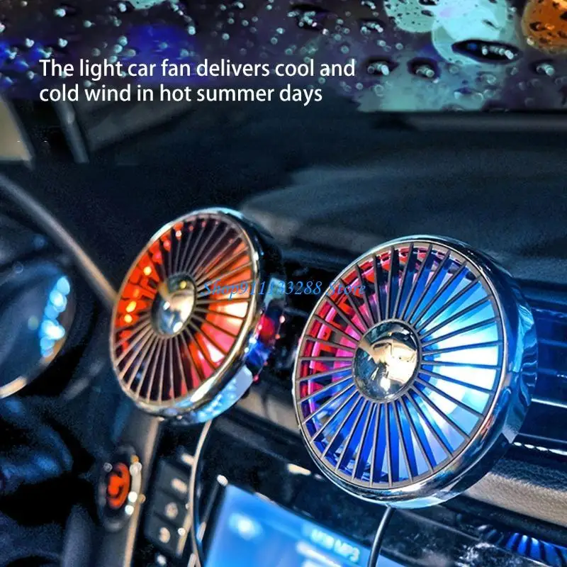 G88D Strong Wind 5V 3-Speed Car Vent Fan Vehicles Air Vent Cooling USB Mini Fan