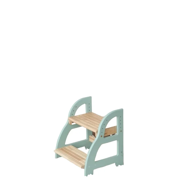 

9-Inch high double-layer children's wooden stool unfolds for bathroom, kitchen, bedroom and living room