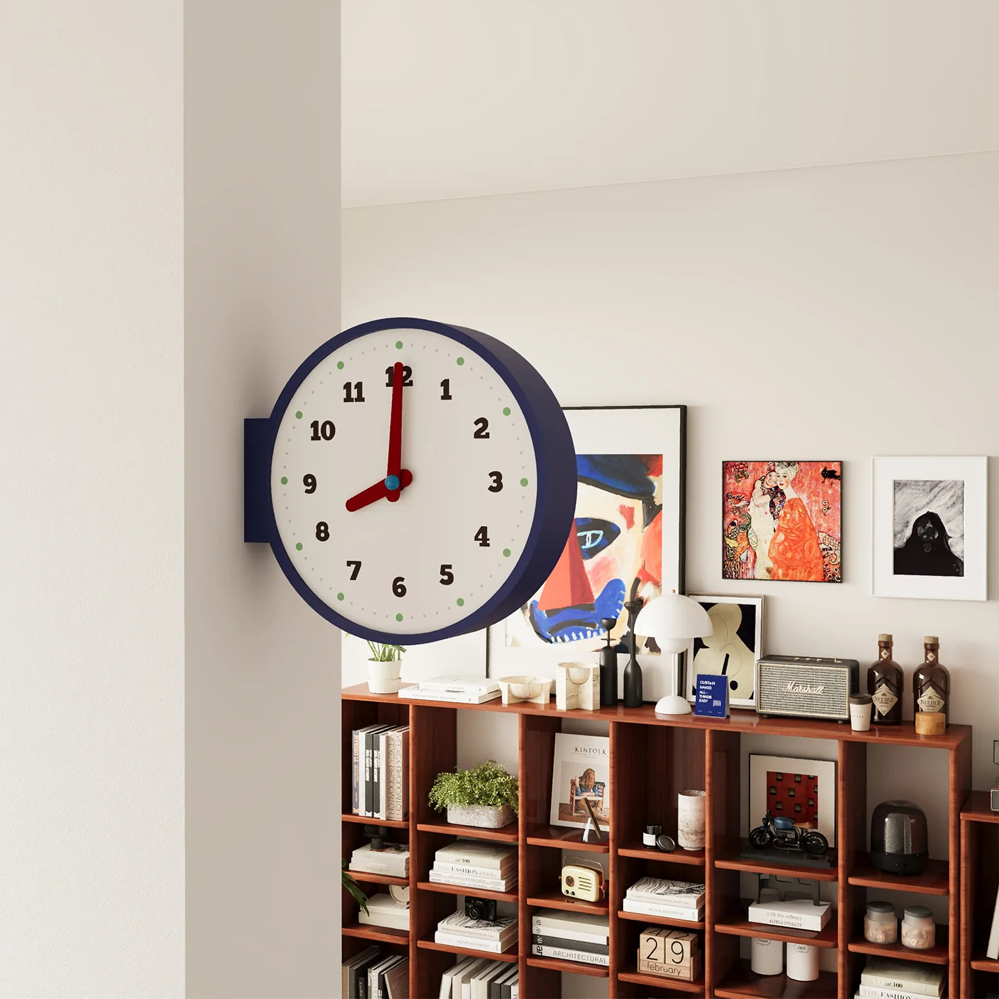 Double‑Sided Corner Wall Clock, Minimalist Ins‑Style Corner Mount Decor Clock for Living Room Home Decor