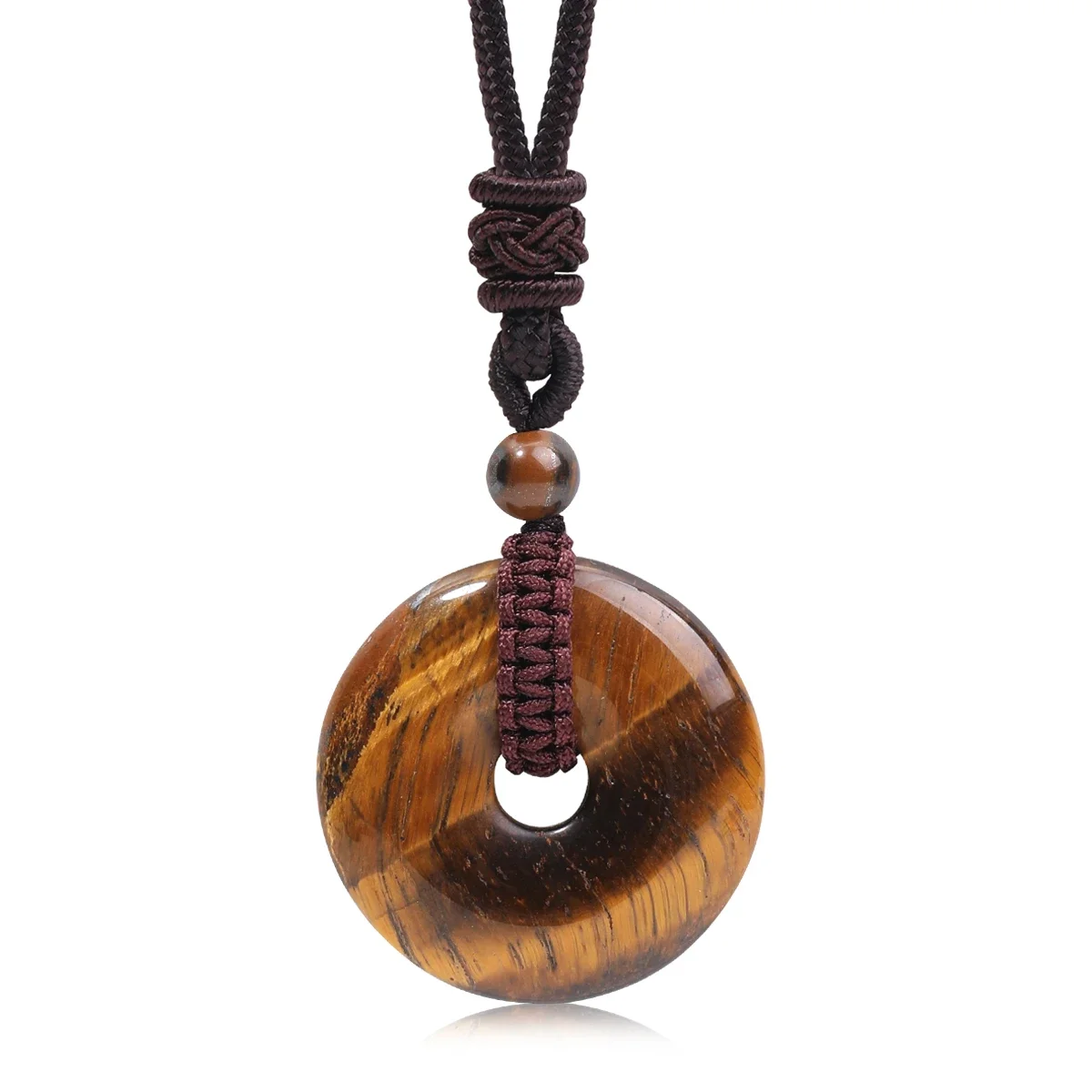Naturstein Amethyst Tigerauge Halskette Anhänger Modische Herren- und Damenhalskette Friedensknoten Chinesischer Knoten Halskette Geschenk