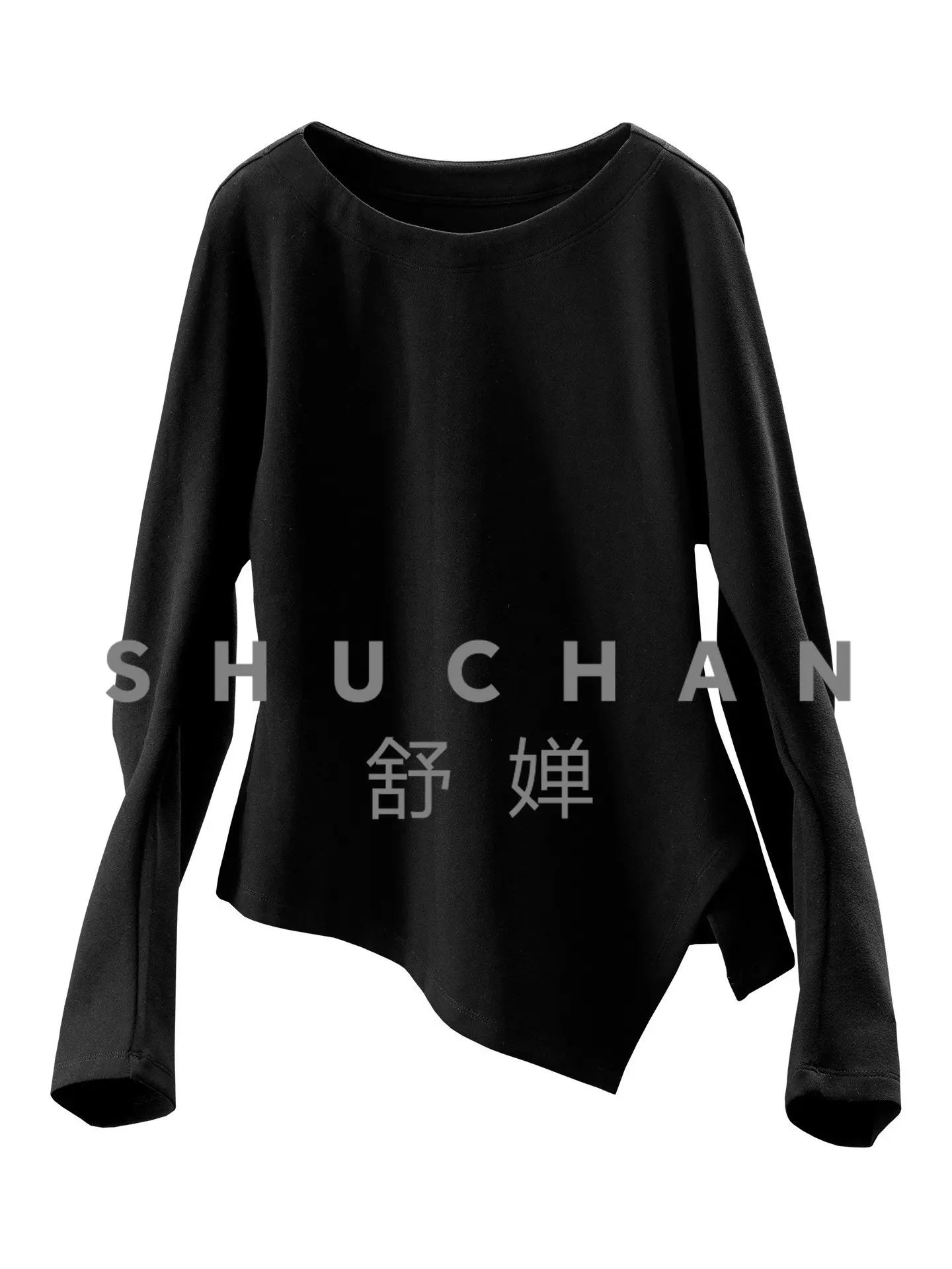 

Стильная женская блузка с асимметричными рукавами-клиньями и круглым вырезом на талии, модель 15L9, с длинным рукавом