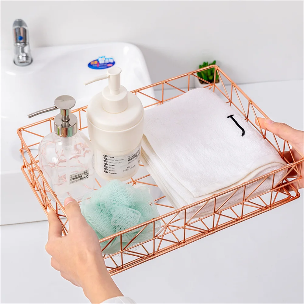 

Bathroom Storage Basket Stackable Iron Rack Business Office Metal Organizer Basket for A4 Paper Magazine Newspaper Book