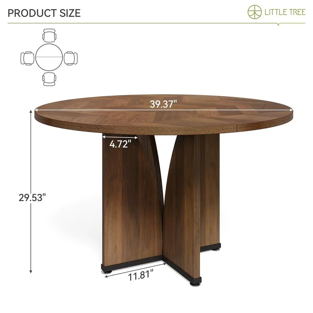 

39Inch Conference Table for 4, Round Meeting Table with XShape Pedestal, for Office, Conference Room, Small Spaces, Dark Brown
