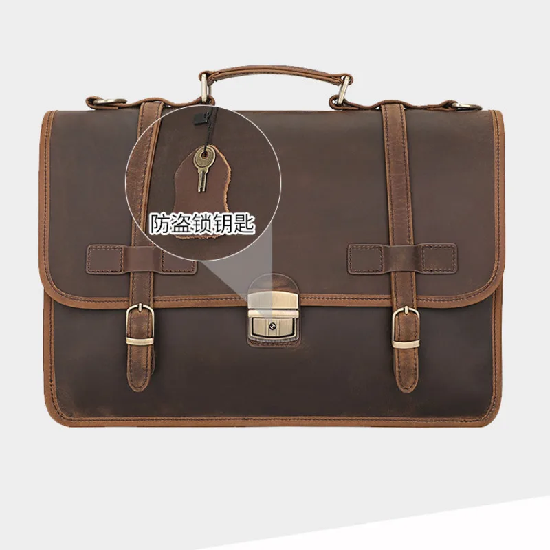 

New Genuine Briefcase Leather Briefcases 14 Inch Bag Handbag Single Shoulder Diagonal Men's Bags Document Bag Men's Leather Bag