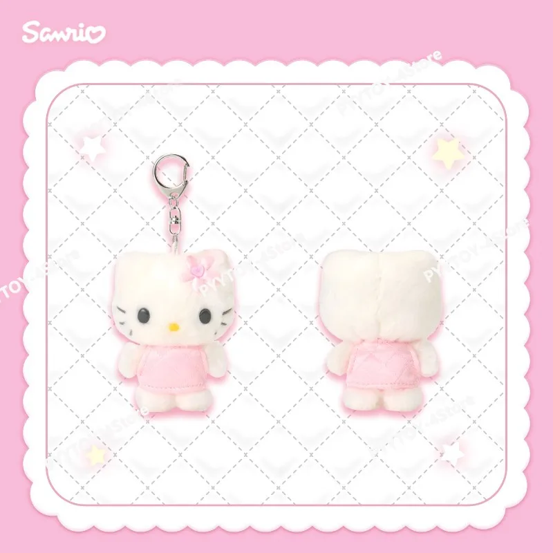 

Sanrio Hello Kitty Soft Cute Plush Keychain Quilted Second Round Series Bag Pendant Anime Peripheral Festival Surprise Gift