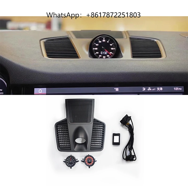 Untuk Porsche Cayenne 2018-2023 Speedometer Jam Stopwatch Modifikasi Interior Kompas Modifikasi Konsol Tengah