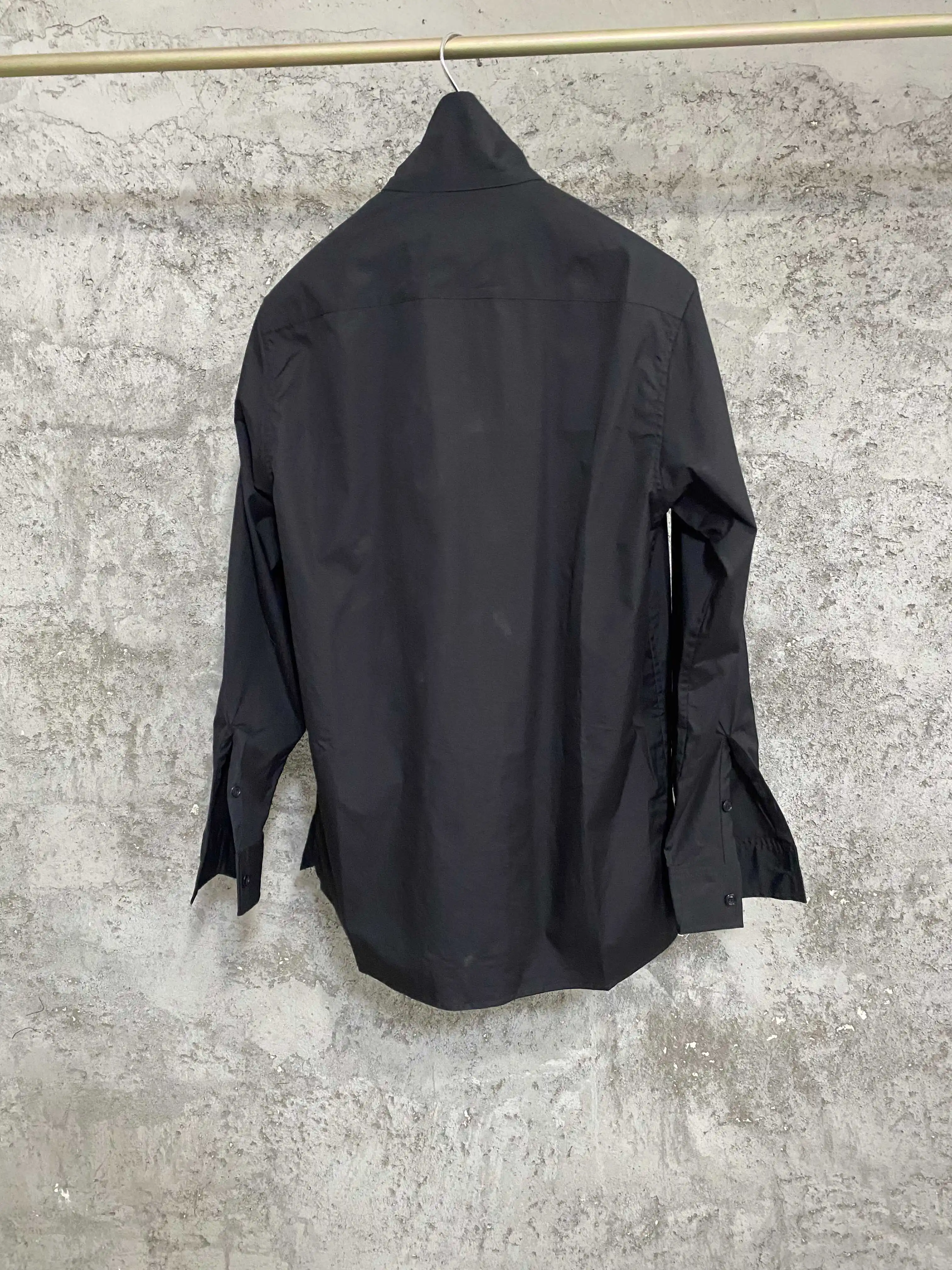 Original design button-adjustable scarf collar high-neck long-sleeved shirt art designer