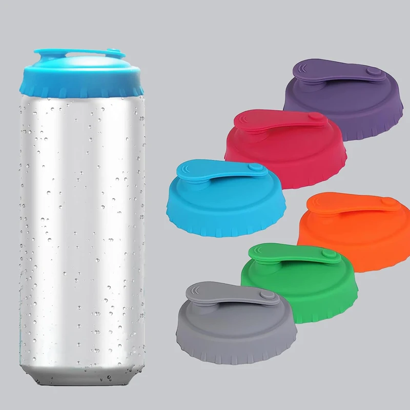 Kitchen Silicone Soda Can Lid Reusable Can Stopper for Soda Beer Drinks Juice Coke Beverage fits Standard Cans Protector