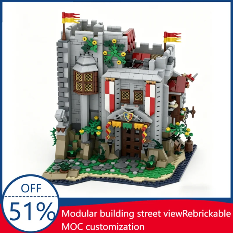 

2347PCS Medieval Lion's Castle Gatekeeper Tower Building Blocks Model Custom Puzzle DIY Assembly Educational Toy Birthday Gift