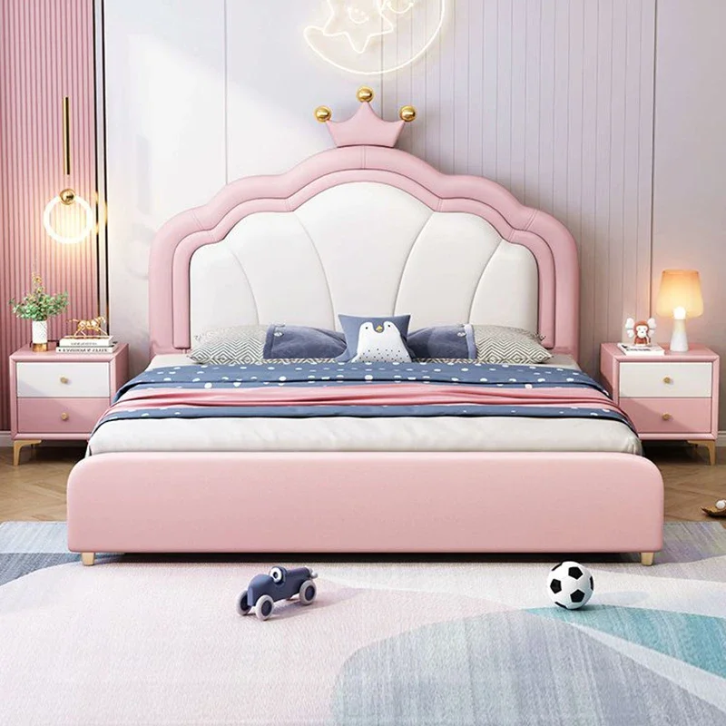 Children Double Bed Queen Girls Design Tatami Sun Multifunctional Beauty Bed Wooden Sleeping Platform Beliche Trendy Furniture