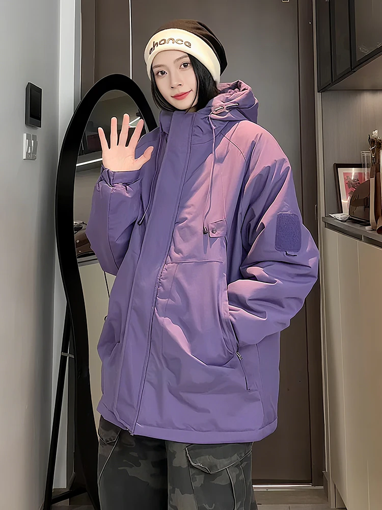 

Purple American Tee-Proof Jaet Cotton Jaet for Men Autumn Winter Youth Outdoor Climbing Clothes Hooded Cotton Coat