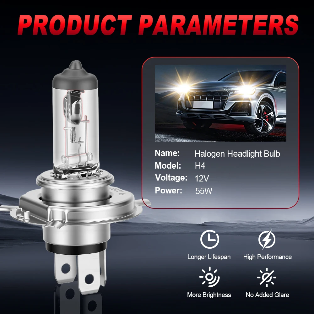 2PCS Canbus No Error H7 H4 H1 Halogen Headlight Bulbs 55W 3000K Yellow H11 H8 H9 9005 HB3 9006 HB4 Front Light Plug and Play 12V