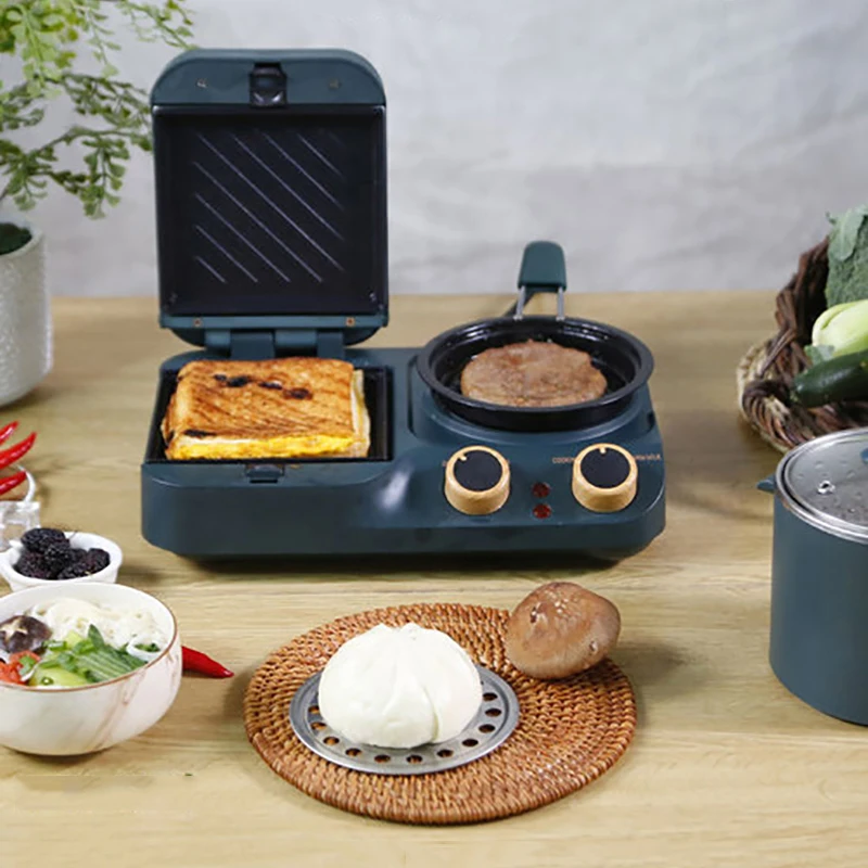 Máquina de desayuno eléctrica automática, electrodoméstico multifunción, cafetera para sándwich, Mini horno doméstico, sartén para freír, tostadora para parrilla