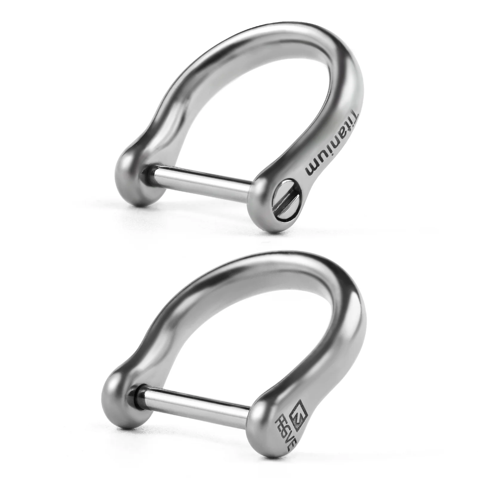 FEGVE titanium D-Rings with Screw Shackle, U Shape Key Chains Rings, Car Keys Tools, DIY Leather Craft Purse/Wallet Buckle 2pcs