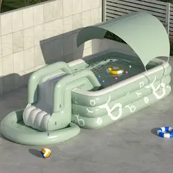 Piscina inflable sin toldo para niños, piscina infantil de PVC grueso con tobogán, piscinas al aire libre para la familia