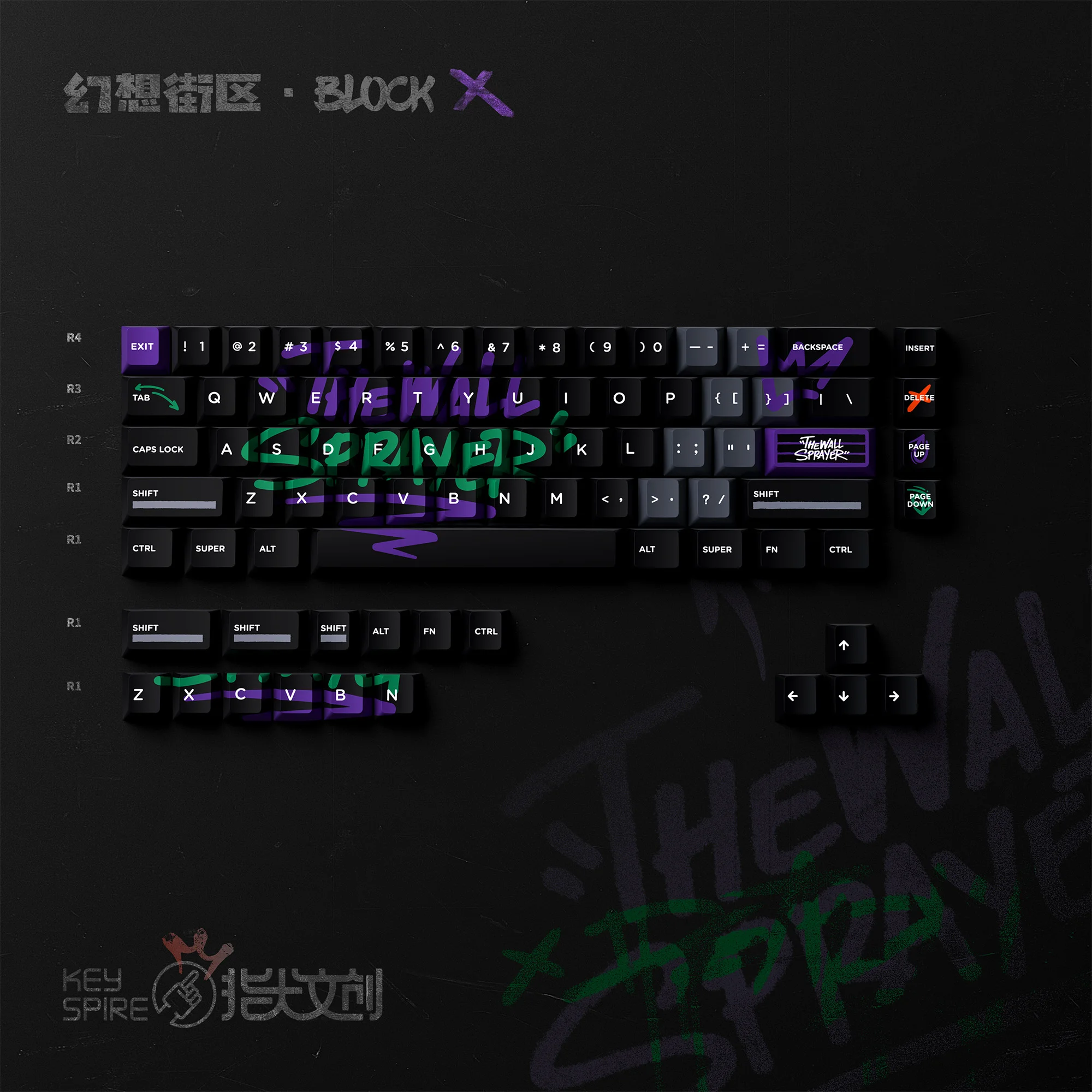 KeyTok Block X Dye Subbed Keycap Set PBT for keyboard 87 tkl 104