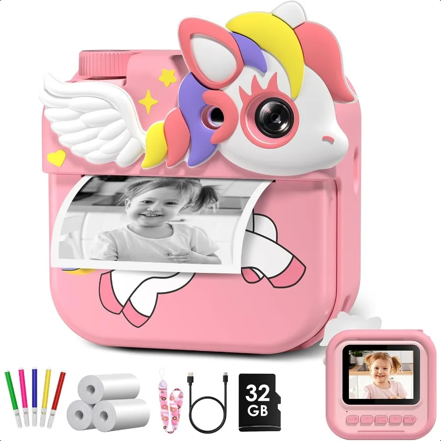 

Camera Instant Print 2.4 Inch IPS Screen 12MP 1080P Digital Camera for Birthday Graduation Gifts for 312 Year Old Girls Toddler