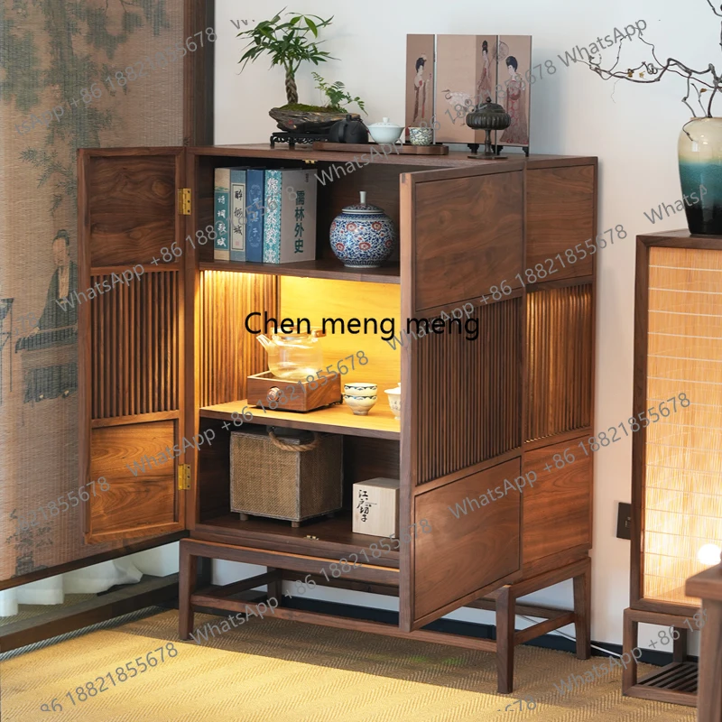 

Aesthetic Sideboard New Chinese Style Dining Sideboard Entryway Black Walnut Tea Storage Cabinet Decorative Cabinet